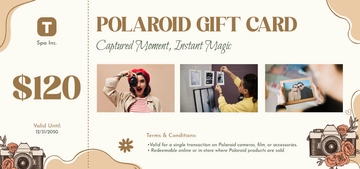 Free Aesthetic Polaroid Gift Card Template to Edit Online