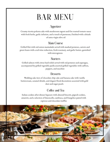 Free Buffet Food Menu Template to Edit Online