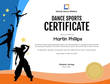 Free Colorful Dance Sports Certificate Template to Edit Online
