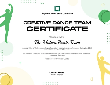 Free Creative Dance Team Certificate Template to Edit Online