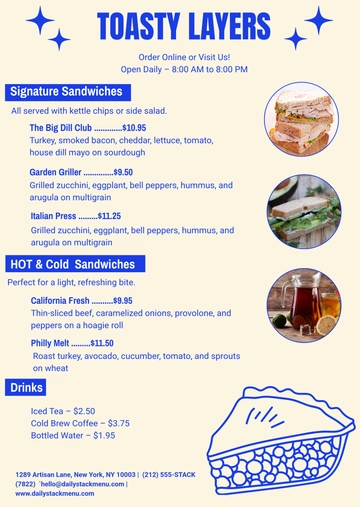 Free Aesthetic Sandwich Food Menu Template to Edit Online