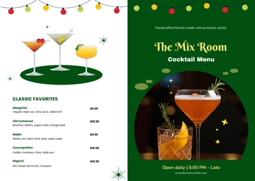 Free Printable Bi Fold Cocktail Menu Template to Edit Online