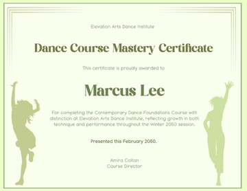 Free Dance Course Certificate Design Template to Edit Online