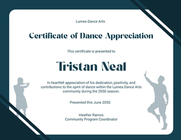 Free Dance Appreciation Certificate Template to Edit Online