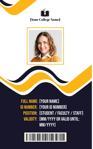 Free Professional College School ID Card Template to Edit Online