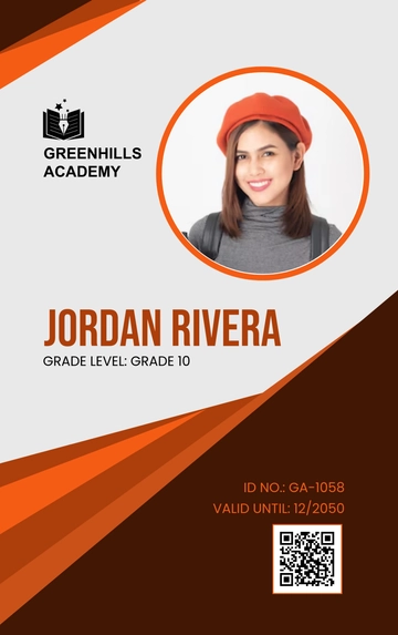 Free Simple School ID Card Format Template to Edit Online