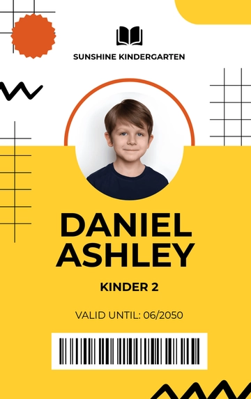 Free Kindergarten School ID Card Template to Edit Online