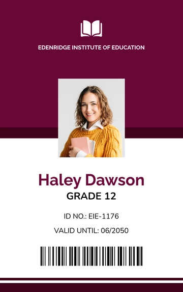 Free School ID Card for Education Template to Edit Online