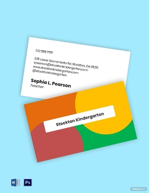 Kindergarten Tutor School Business Card Template