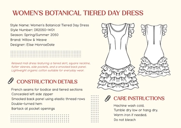 Free Aesthetic Dress Tech Pack Template to Edit Online