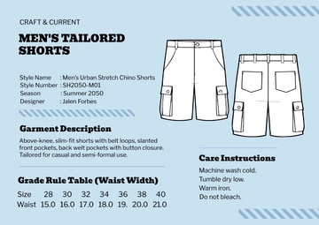 Free Shorts Tech Pack Template to Edit Online