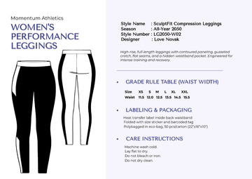 Free Leggings Tech Pack Template to Edit Online