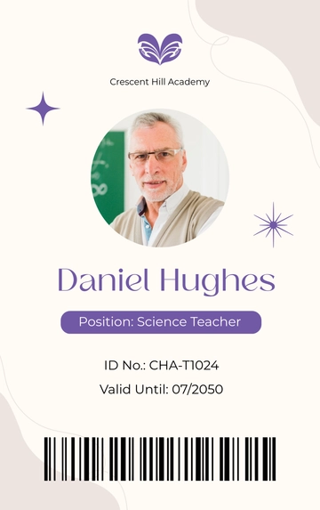 Free Aesthetic School Teacher ID Card Template to Edit Online