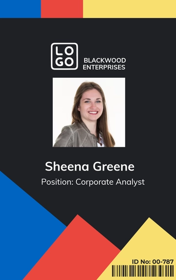 Free Colorful Corporate Employee ID Card Template to Edit Online