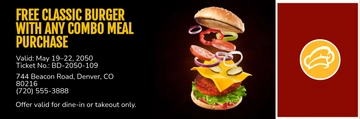Free Burger Food Ticket Template to Edit Online
