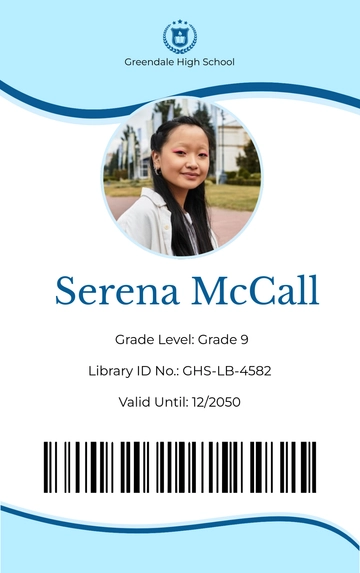 Free School Library Card ID Card Template to Edit Online