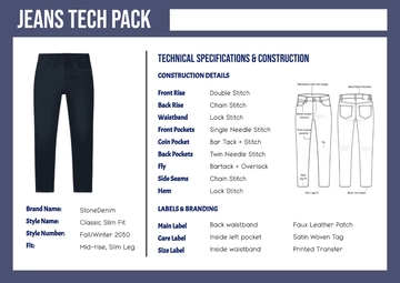 Free Jeans Tech Pack Template to Edit Online