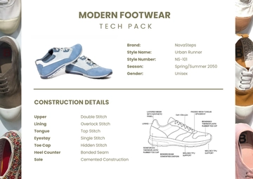 Free Modern Footwear Tech Pack Template to Edit Online
