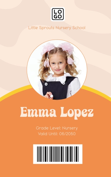 Free Nursery School ID Card Template to Edit Online
