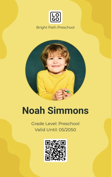 Free Yellow Preschool ID Card Template to Edit Online