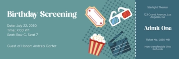 Free Happy Birthday Cinema Ticket Template to Edit Online