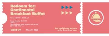 Free Beige Pink Hotel Food Ticket Template to Edit Online