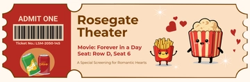 Free Cute Cinema Ticket Design Template to Edit Online