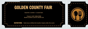 Free Black Gold Fair Food Ticket Template to Edit Online