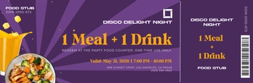 Free Disco Food Ticket Template to Edit Online