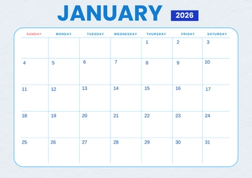 Free Blank January 2026 Calendar Template to Edit Online