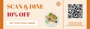 Free Food Ticket with QR Code Template to Edit Online