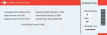 Free International Design Airline Ticket Template to Edit Online