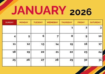 Free Large January 2026 Calendar Template to Edit Online