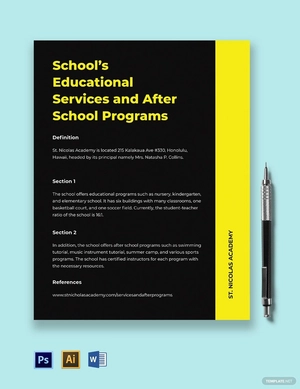 School Fact Sheet Template