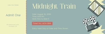 Free Aesthetic Cinema Night Ticket Template to Edit Online
