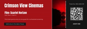 Free Red Cinema Movie Ticket Template to Edit Online