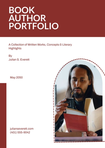 Free Book Author Portfolio Cover Page Template to Edit Online