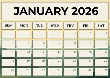 Free January 2026 Illustrated Calendar Template to Edit Online