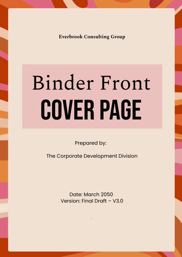 Free Binder Front Cover Page Template to Edit Online