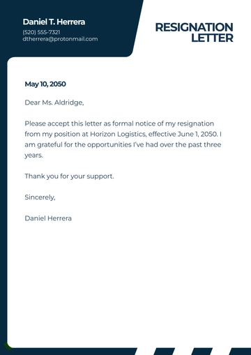 Free Personal Resignation Letterhead Template to Edit Online