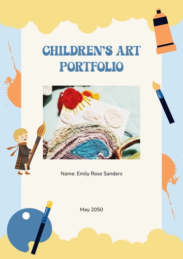 Free Children's Art Portfolio Cover Page Template to Edit Online