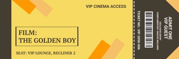 Free Yellow VIP Cinema Ticket Template to Edit Online