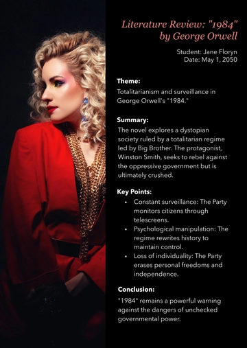 Free Simple One Page English Literature Template to Edit Online