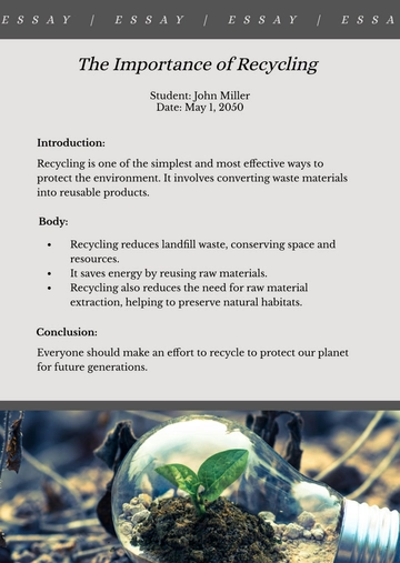 Free Blank One Page Middle School Essay Template to Edit Online