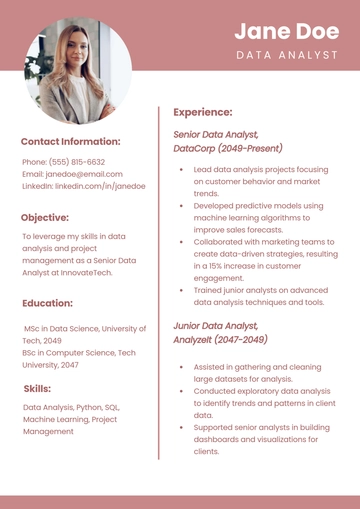 Free One Page Resume Layout Template to Edit Online