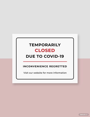 COVID-19 Temporarily Closed Sign Template