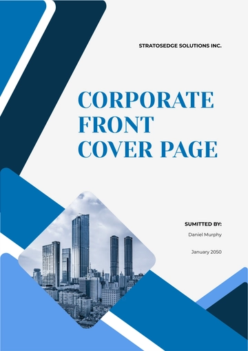 Free Blue Corporate Front Cover Page Template to Edit Online