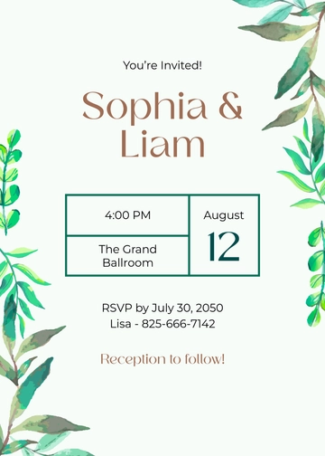Free One Page Wedding Invitation Template to Edit Online