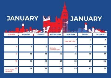 Free January 2026 UK Calendar Template to Edit Online