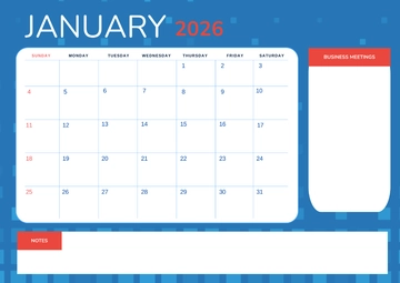 Free January 2026 Business Calendar Template to Edit Online